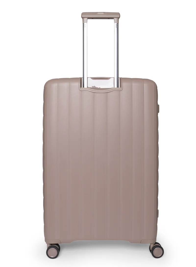 GIORDANO beige Giordano Titanium Front Opening Hardshell Luggage Set, Unbreakable Expandable, Secure Lock, 4 Double Wheels Travel Lugggage, Laptop Compartment on Small Carry-on Cabin Luggage, Checked Luggage. Beige  | Best Price UAE