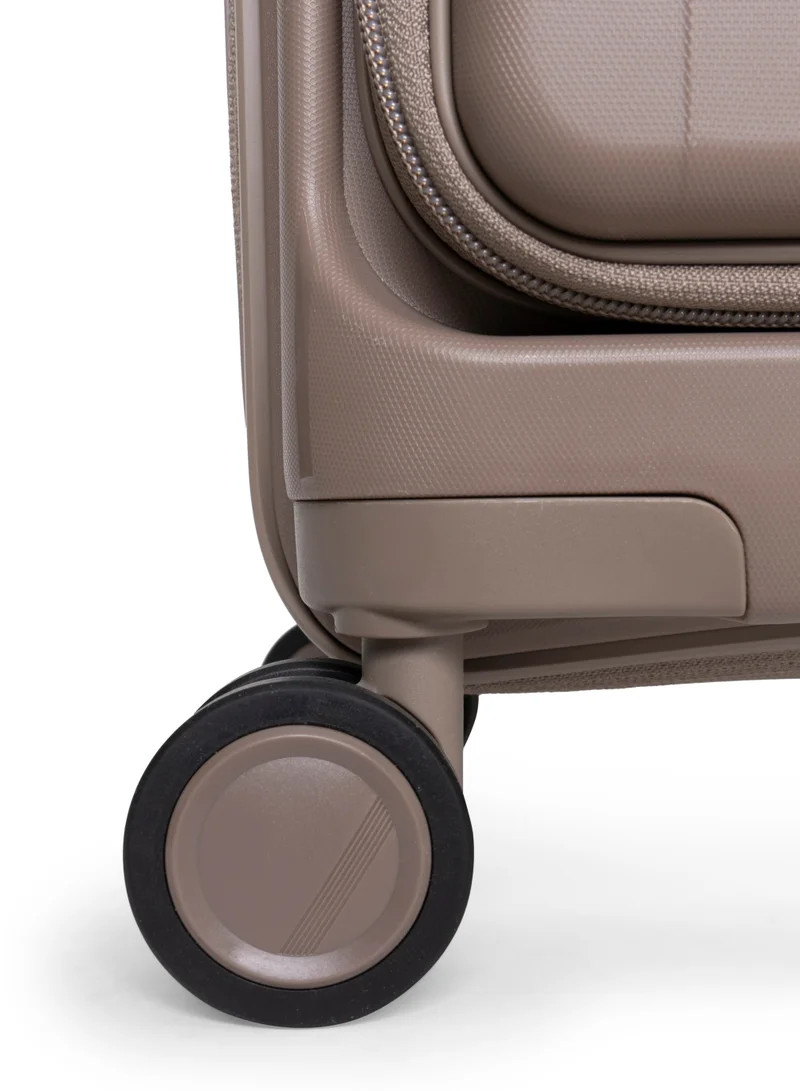 GIORDANO beige Giordano Titanium Front Opening Hardshell Luggage Set, Unbreakable Expandable, Secure Lock, 4 Double Wheels Travel Lugggage, Laptop Compartment on Small Carry-on Cabin Luggage, Checked Luggage. Beige  | Best Price UAE