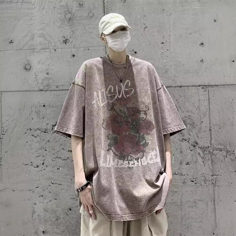 Dopamine Wear T-Shirt Men'S Heavy Pure Cotton American Retro Distressed Oversize Hip Hop Graffiti Short Sleeve Cartoon - Image 4
