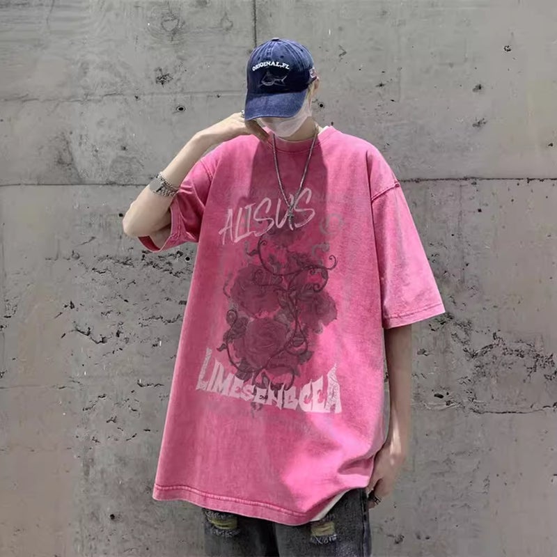 Dopamine Wear T-Shirt Men'S Heavy Pure Cotton American Retro Distressed Oversize Hip Hop Graffiti Short Sleeve Cartoon - Image 3