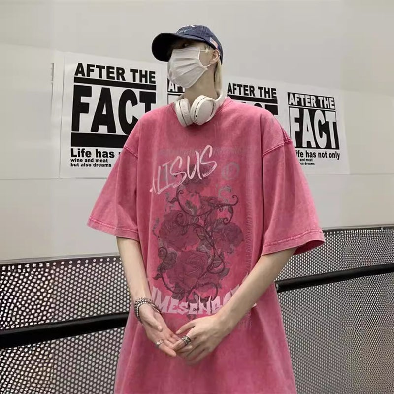 Dopamine Wear T-Shirt Men'S Heavy Pure Cotton American Retro Distressed Oversize Hip Hop Graffiti Short Sleeve Cartoon - Image 2