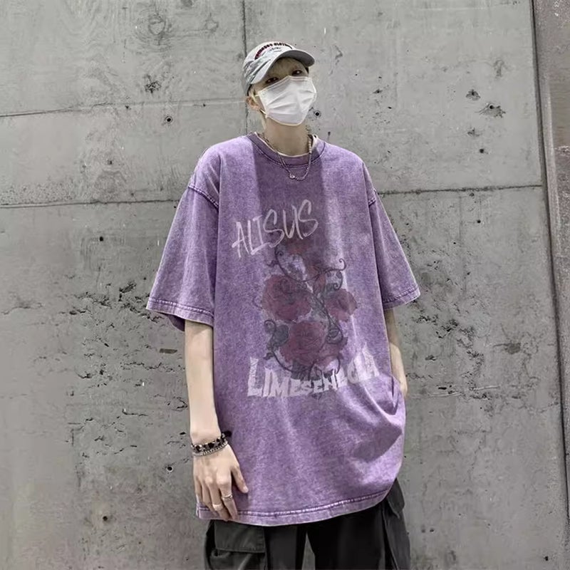 Dopamine Wear T-Shirt Men'S Heavy Pure Cotton American Retro Distressed Oversize Hip Hop Graffiti Short Sleeve Cartoon - Image 5