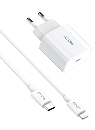 مجموعة شاحن سريع 20 وات USB-C GaN شاحن سريع وكابل لايتننج إلى USB-C 30 وات 100 سم، متين ومرن، كابل شحن سريع وبيانات، مضفر 1 متر، أسلاك نحاسية لنقل السرعة بمعدل 480 ميجابت في الثانية، خالٍ من التشابك ، أبيض - pzsku/Z01327CD712FF105588E7Z/45/1741439617/46b6a5b2-5cc5-4884-a8e8-aa8b2b1bc4e4