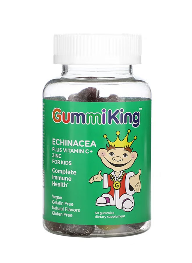 GummiKing Echinacea Plus Vitamin C+ Zinc for Kids Strawberry Orange Lemon Grape Cherry and Grapefruit 60 Gummies 
