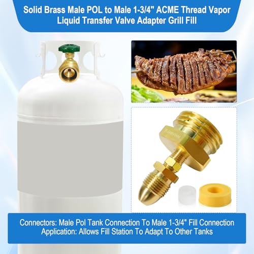 FJXBYWM Propane Fill Adapter Male POL to Male 134 ACME Propane Tank Fill Valve HeavyDuty Fill Filler Coupling Adapter for Propane Tanks Grill Heater RV and Fill Station Connections - Image 3