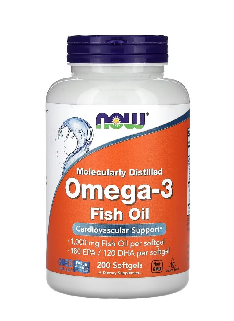 now - Omega-3 Fish Oil 1000 mg 180 EPA - 120 DHA 200 Softgels - Image 1