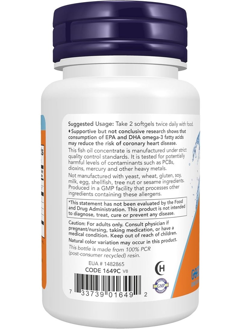 now Omega-3 Fish Oil 1000 mg 180 EPA - 120 DHA 200 Softgels - Image 3