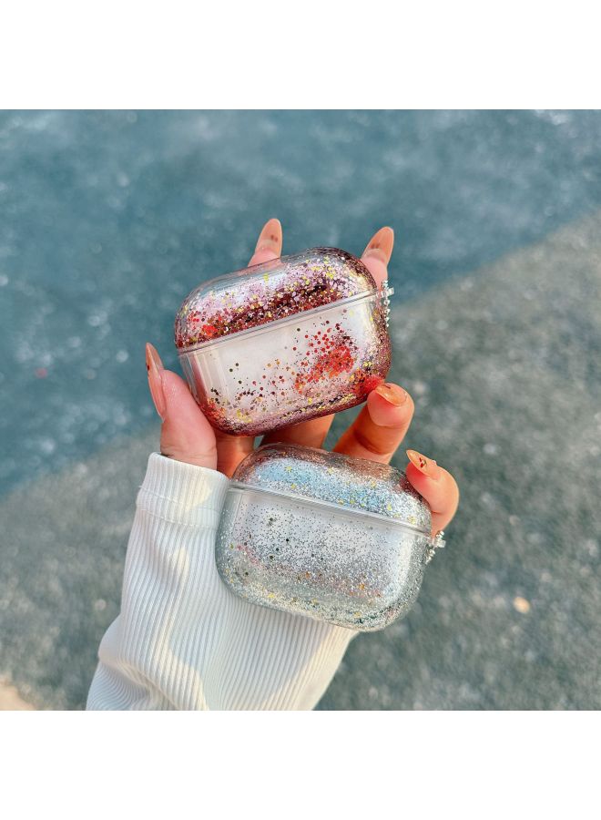 مناسبة لحافظة سماعات AirPods4 1/2/3airpods Pro2 Quicksand لحافظة حماية سماعات Apple Tpu وردي أرجواني اللون: ذهبي وفضي - الموديلات القابلة للتطبيق: Airpods 4 - Image 3