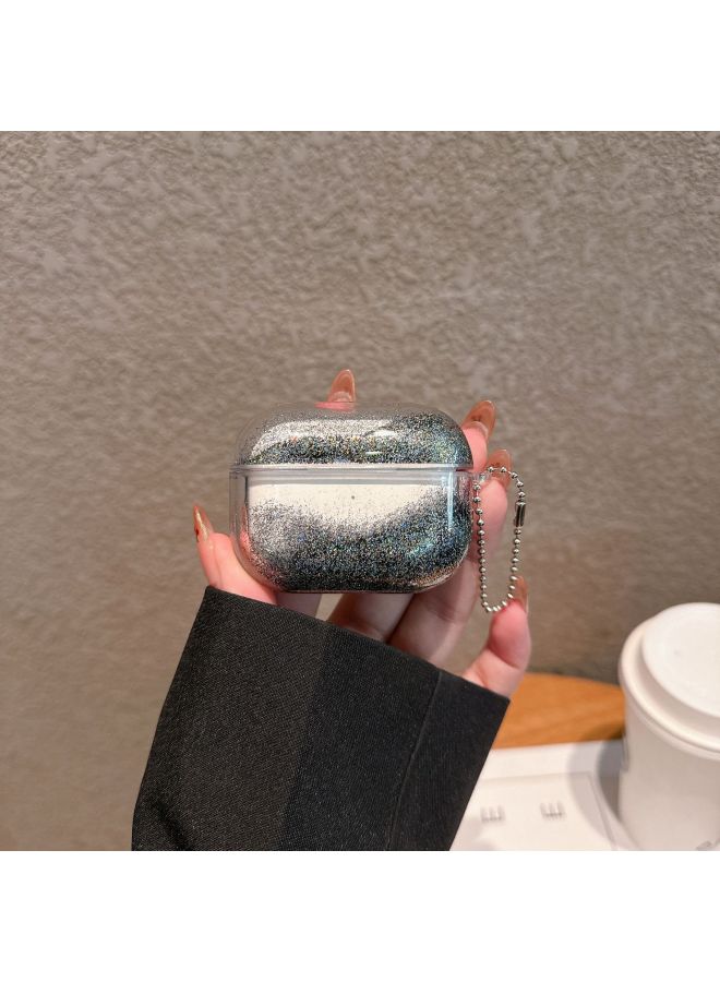 مناسبة لحافظة سماعات AirPods4 1/2/3airpods Pro2 Quicksand لحافظة حماية سماعات Apple Tpu وردي أرجواني اللون: ذهبي وفضي - الموديلات القابلة للتطبيق: Airpods 4 - Image 1