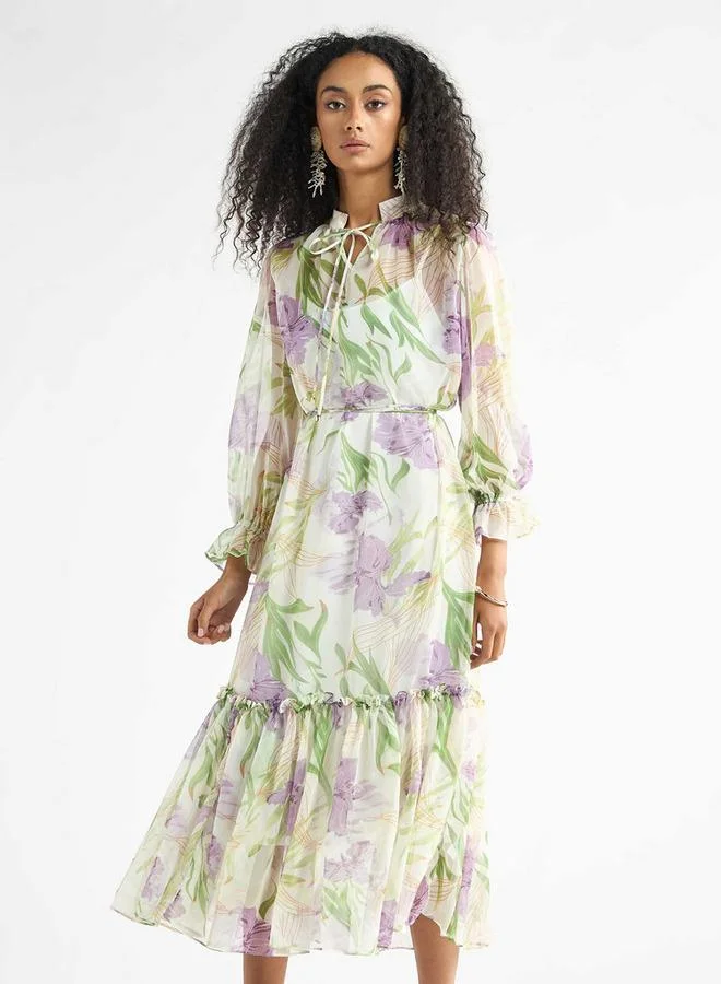 Splash FAV Floral Chiffon Midi Dress