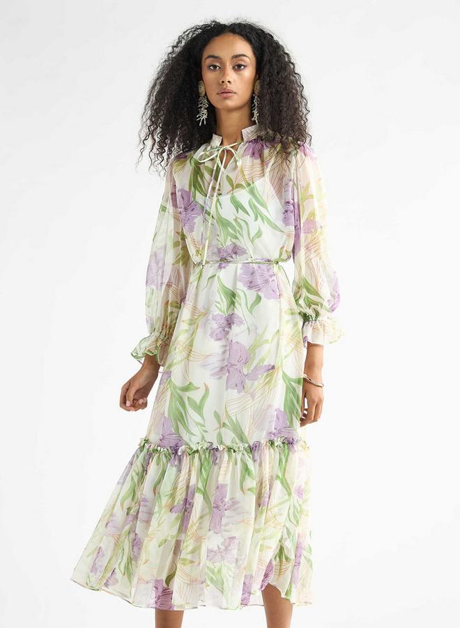 Splash FAV Floral Chiffon Midi Dress - Image 1