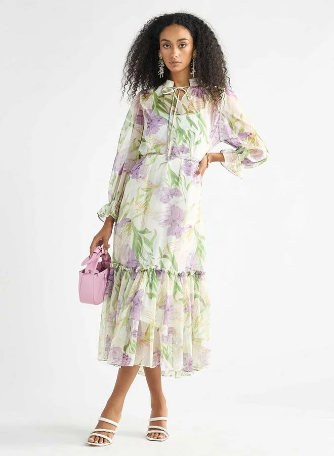Splash FAV Floral Chiffon Midi Dress