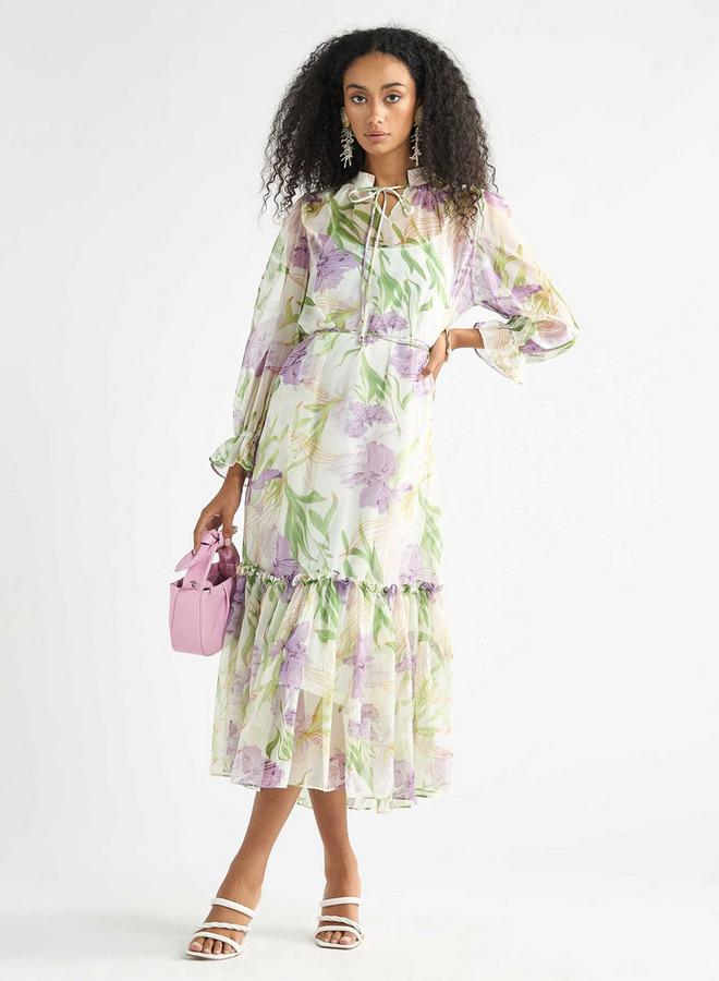 Splash FAV Floral Chiffon Midi Dress - Image 2