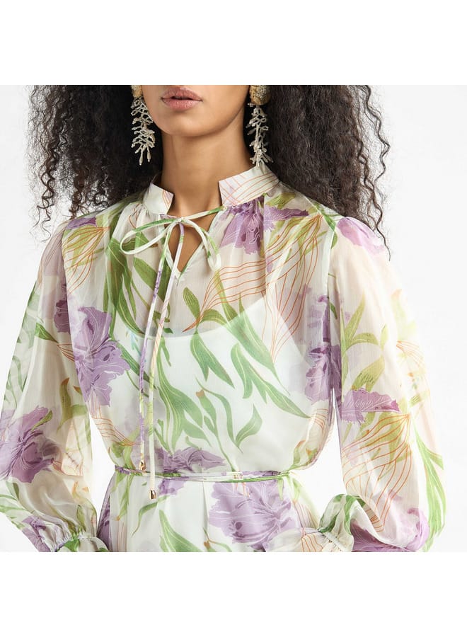 Splash FAV Floral Chiffon Midi Dress - Image 4