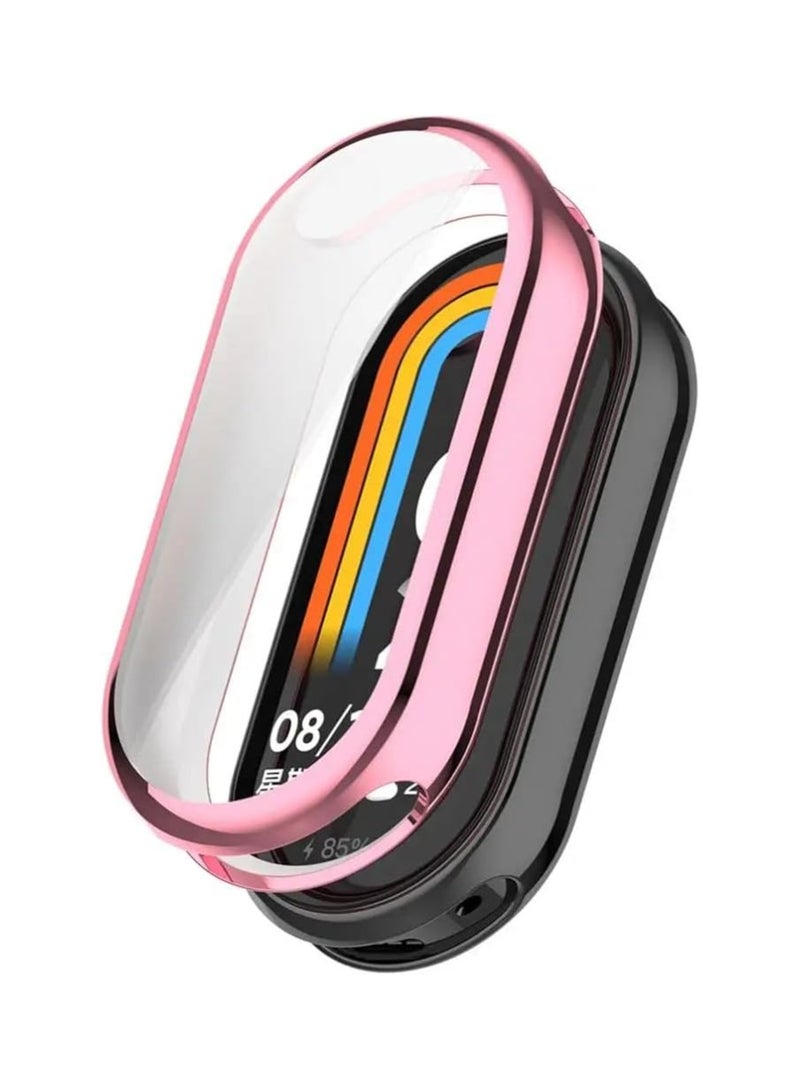 Case for Xiaomi Smart Band 8 Screen Protector Protective Silicone TPU Screen Protector Case Cover, Anti-Scratch Anti-Dust Protection Case for Xiaomi Mi Band 8 (Pink) - Image 1