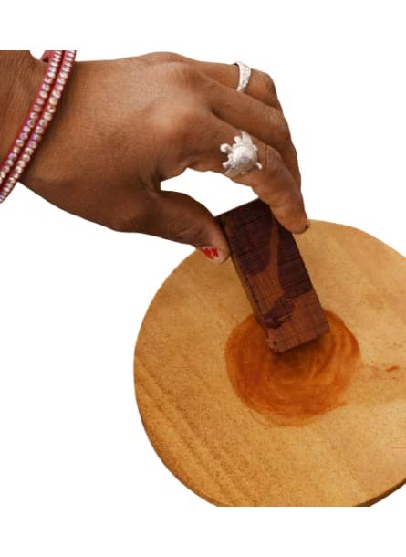 ANAWARIYAS ANAWARIYAS Sandalwood Rubbing Stone chakla Pata with RED Sandalwood Stick Natural Sandalwood Pata Board with Chandan Stick for Puja Tilak Face 1 Board with 1 Red Stick  - Image 5