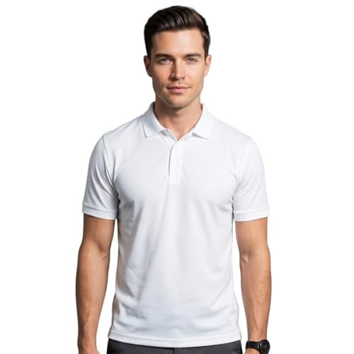 Nobero Men's Cotton Solid Regular Fit Polo Shirt (1M-Twpo-R0002-Bl_White, 2XL) - Image 1