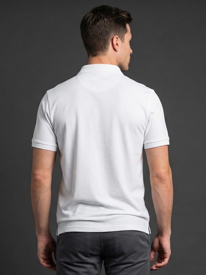 Nobero Men's Cotton Solid Regular Fit Polo Shirt (1M-Twpo-R0002-Bl_White, 2XL) - Image 2