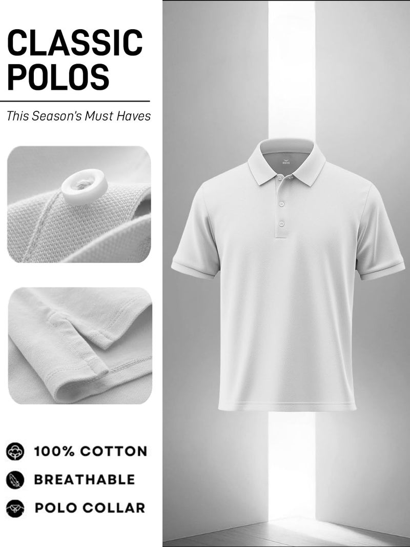 Nobero Men's Cotton Solid Regular Fit Polo Shirt (1M-Twpo-R0002-Bl_White, 2XL) - Image 4