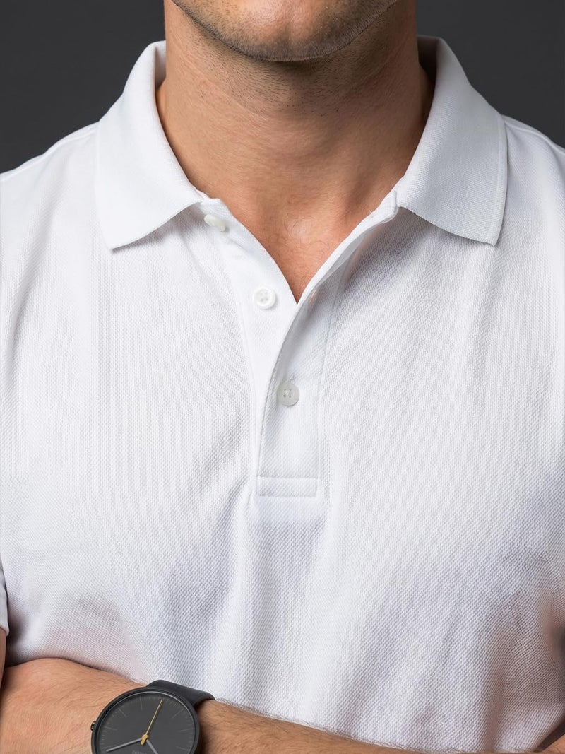 Nobero Men's Cotton Solid Regular Fit Polo Shirt (1M-Twpo-R0002-Bl_White, 2XL) - Image 3