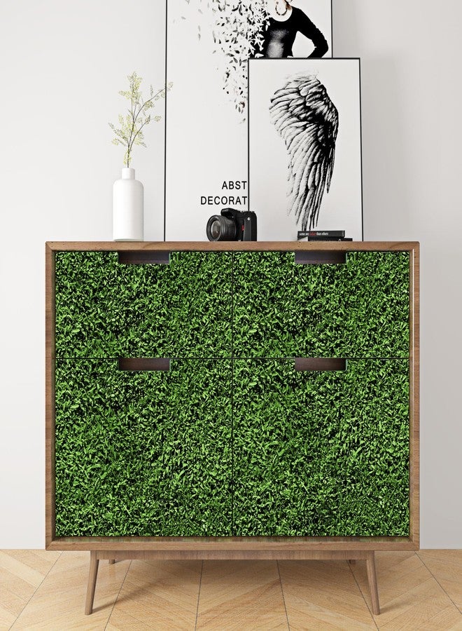 ReWallpaper ورق حائط أخضر من ReWallpaper قابل للإزالة واللصق، ورق حائط من العشب الأخضر الداكن، ذاتي اللصق، جداري من الخضرة الطبيعية لغرفة النوم والحمام، ورق اتصال مقاوم للماء للخزائن والأدراج، 17.5 بوصة × 10 أقدام - Image 4