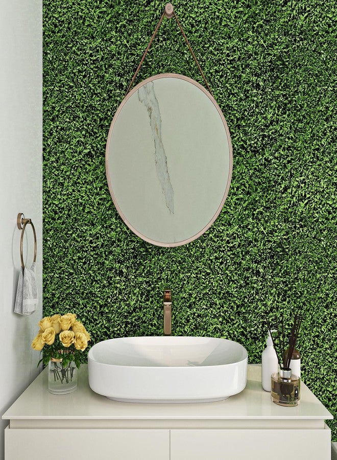 ReWallpaper ورق حائط أخضر من ReWallpaper قابل للإزالة واللصق، ورق حائط من العشب الأخضر الداكن، ذاتي اللصق، جداري من الخضرة الطبيعية لغرفة النوم والحمام، ورق اتصال مقاوم للماء للخزائن والأدراج، 17.5 بوصة × 10 أقدام - Image 3