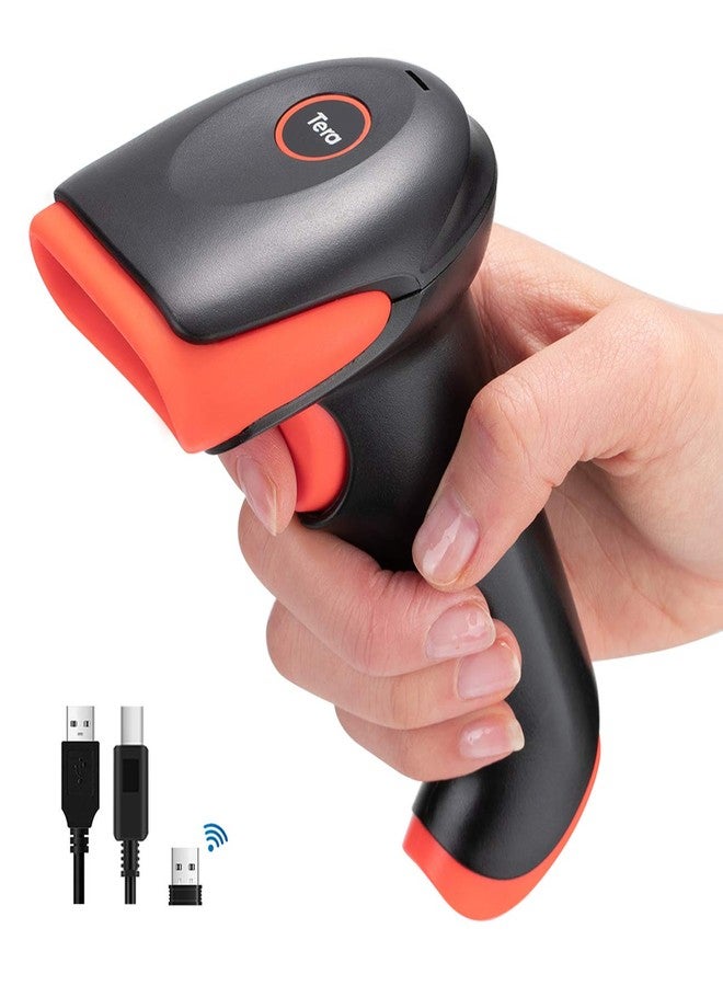 Tera Pro Wireless 2D QR Barcode Scanner 3 in 1 Bluetooth & 2.4GHz Wireless & USB Wired Connection Connect Smart Phone Tablet PC Image Bar Code Reader with Vibration Alert Model HW0002-O - Image 1