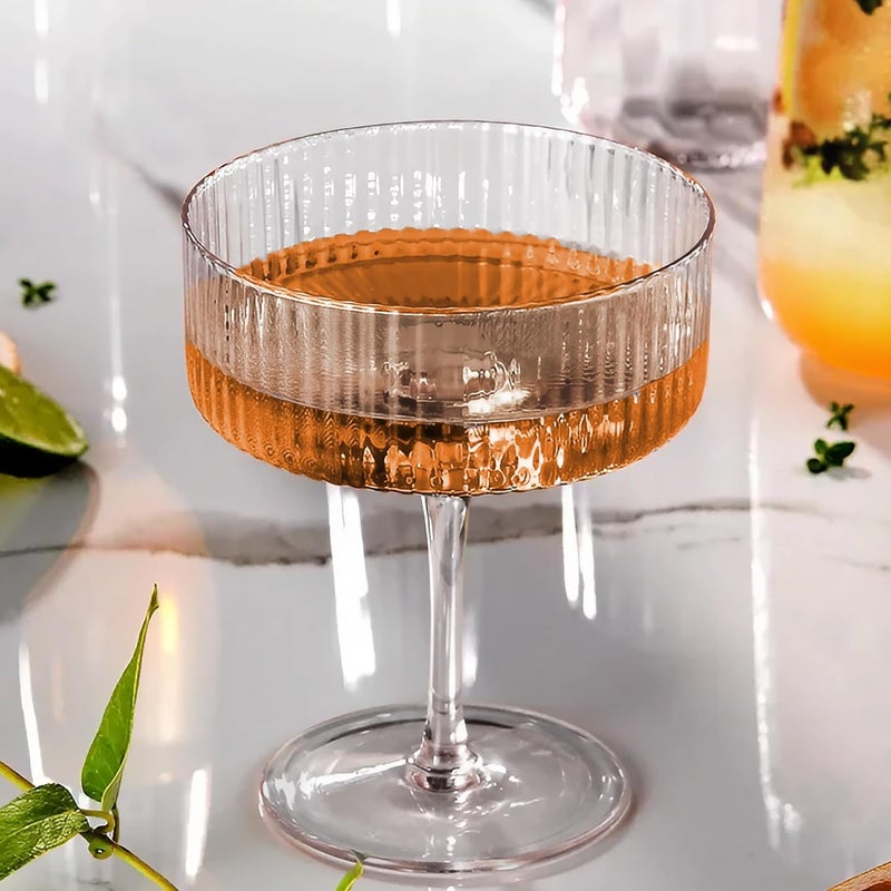 montex 6 قطع كؤوس كوبيه مضلعة، 10 أونص كؤوس مارتيني، أدوات كوكتيل كلاسيكية عتيقة، مثالية للكوكتيل، الشمبانيا والهدايا - Image 2