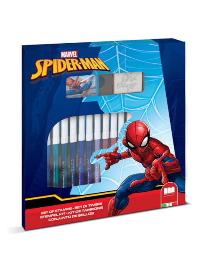 MULTIPRINT Spidey And Friends18 Felt-Tip Pens Set 18 Felt Pens, 2 Stamps And 1 Ink Pad  - Image 1