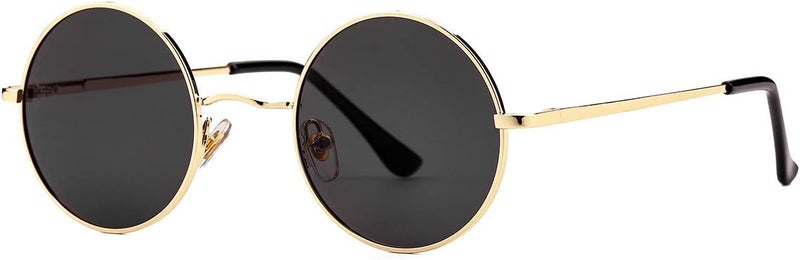 نظارات GLEYEMOR John Lennon، نظارات شمسية مستديرة صغيرة مقاومة للانعكاس، للرجال والنساء، بألوان حمراء وصفراء. - Image 2