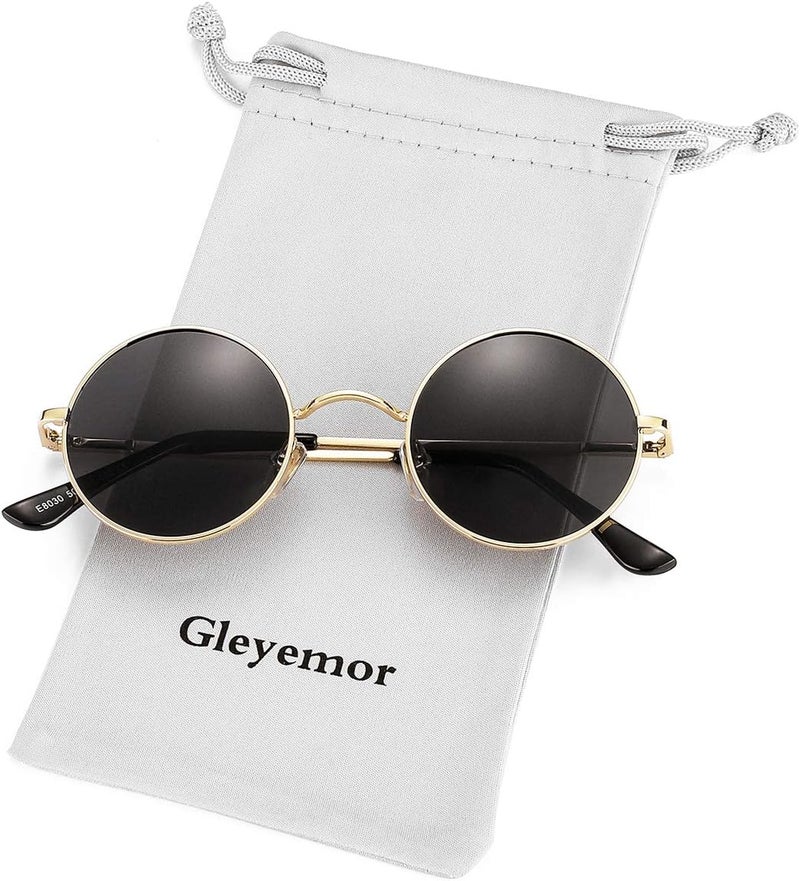 نظارات GLEYEMOR John Lennon، نظارات شمسية مستديرة صغيرة مقاومة للانعكاس، للرجال والنساء، بألوان حمراء وصفراء. - Image 1