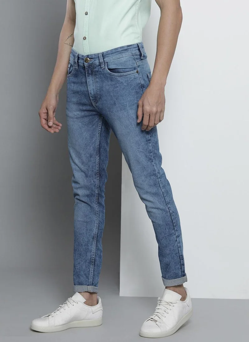 The Indian Garage Co  Men Slim Fit Solid Mid-Rise Stretchable Jeans for Men | Best Price UAE