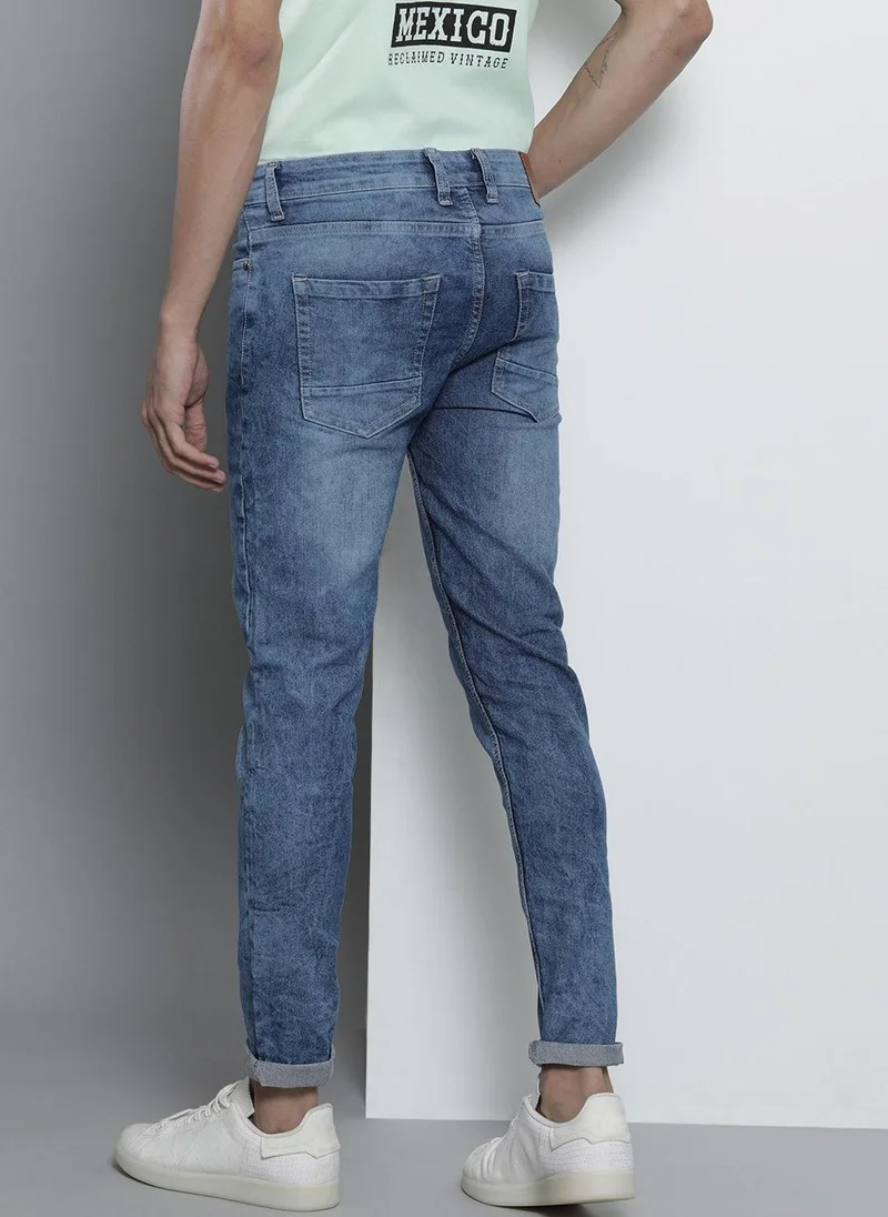 The Indian Garage Co  Men Slim Fit Solid Mid-Rise Stretchable Jeans for Men | Best Price UAE