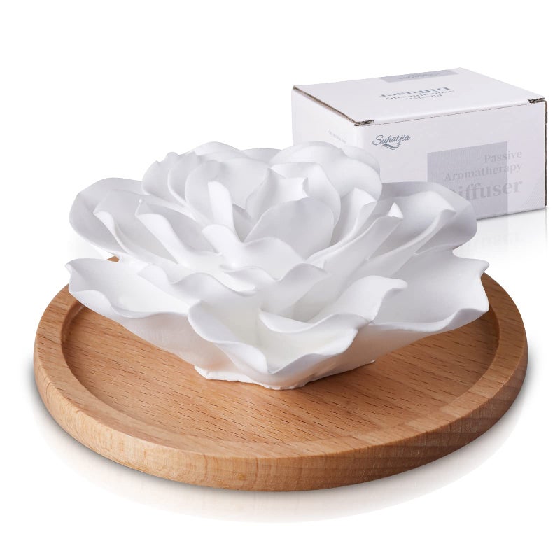 Suhatjia Passive Essential Oil Diffuser Aromatherapy Passive Mini Ceramic Essential Oil Small Diffuser for Desk Office Home Gift (Roses) - Image 1