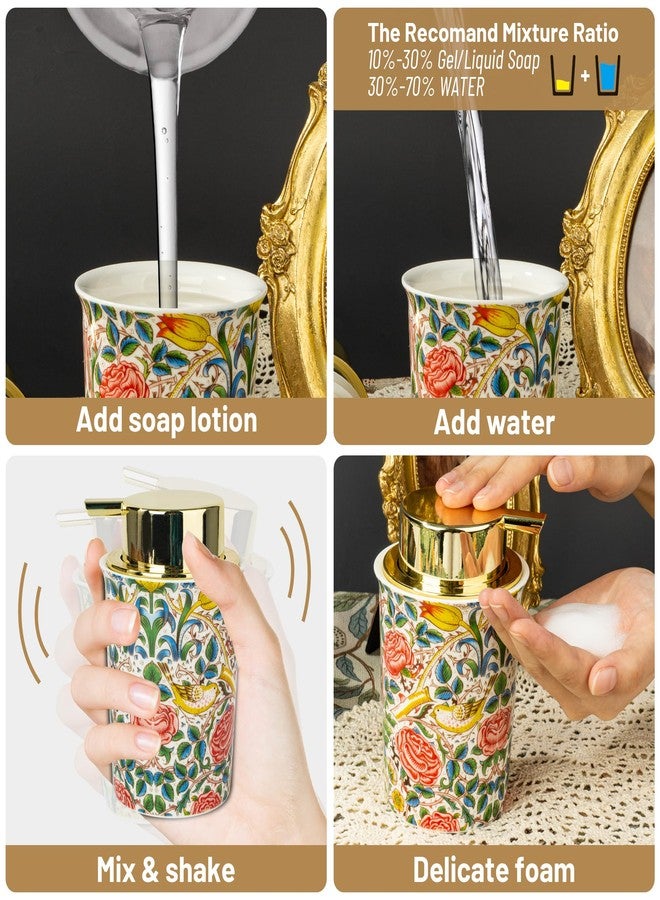 Esdallina Vintage Rose Ceramic Foaming Soap Dispenser for Bathroom & Kitchen Refillable Lotion Liquid Foam Pump Dispensers - Image 4