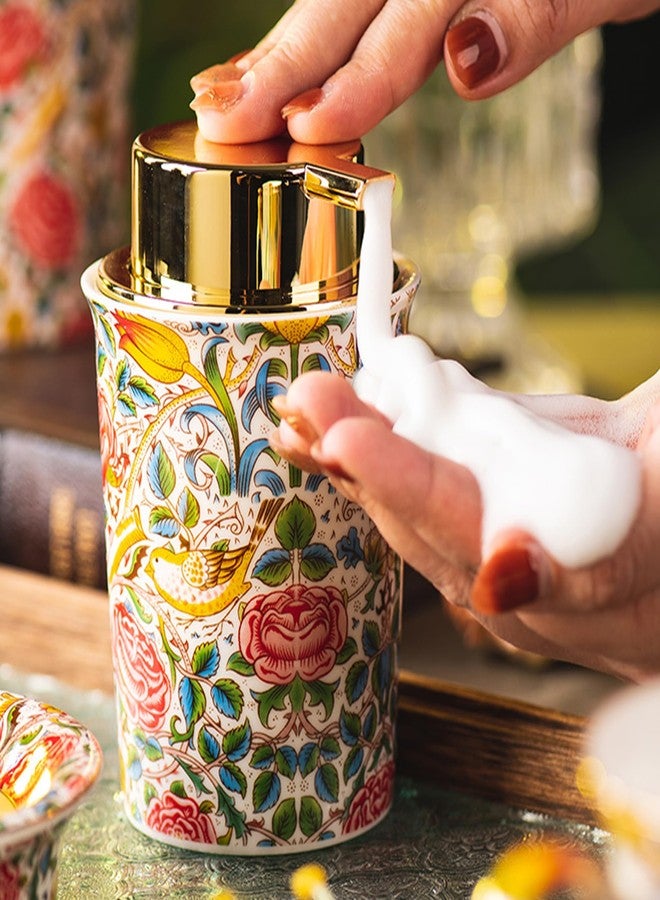 Esdallina Vintage Rose Ceramic Foaming Soap Dispenser for Bathroom & Kitchen Refillable Lotion Liquid Foam Pump Dispensers - Image 1