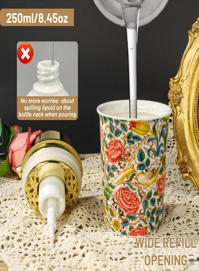 Esdallina Vintage Rose Ceramic Foaming Soap Dispenser for Bathroom & Kitchen Refillable Lotion Liquid Foam Pump Dispensers - Image 3