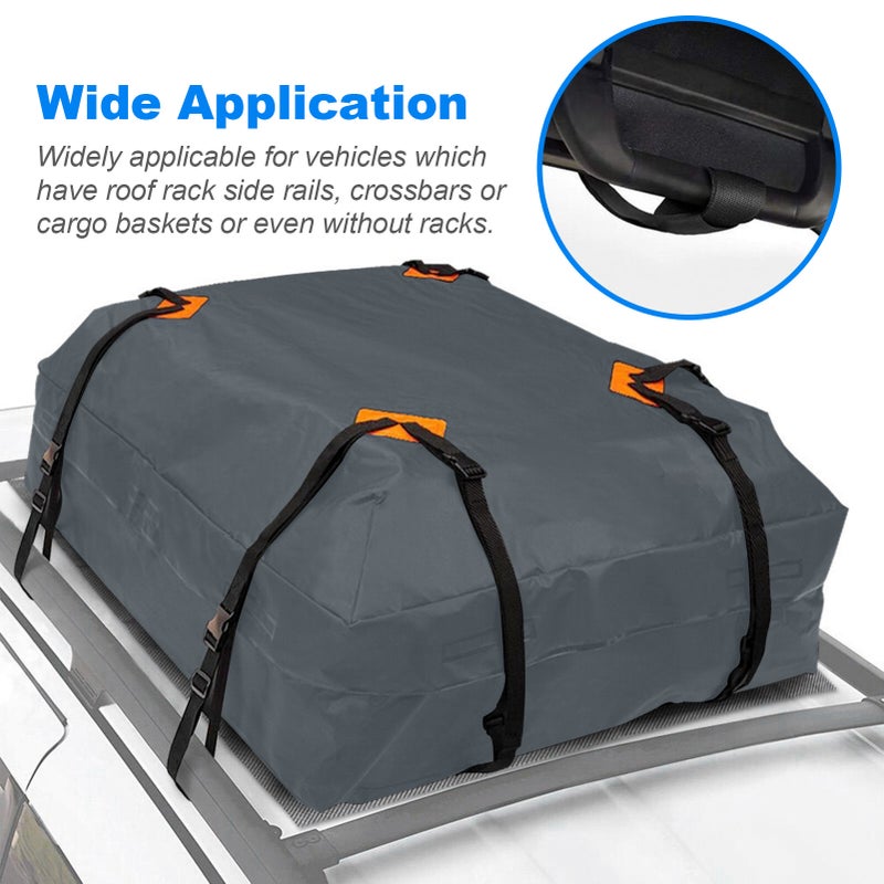 Cargo Bag Car Roof Cargo Carrier Universal Luggage Bag Storage Cube Bag Thickened 600D Waterproof Gray for Travel Camping - Image 5