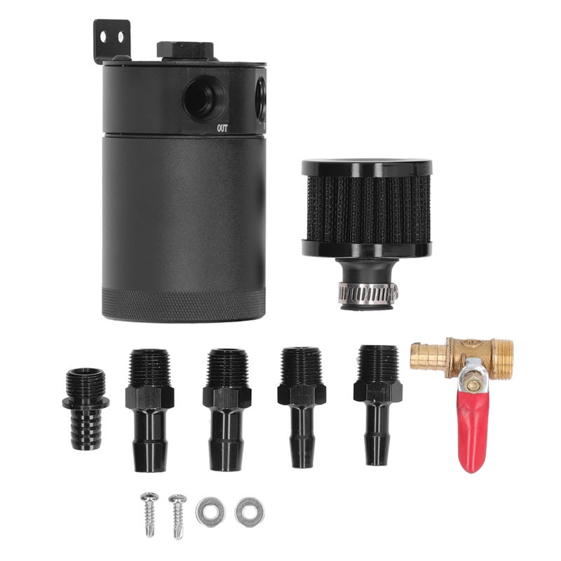 Aluminum Oil Catch Can: Premium Heat Resistant Alloy - Filter & Baffle System Oil Separator Kit for Performance Car Engine Bays - Image 1