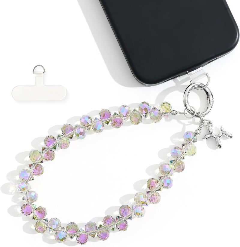 KHOLAD Crystal Phone Wrist Strap Phone Charm Chain Keychain Beaded Cellphone Lanyard with Tether Tab Hands-Free Wristlet Bracelet Wrist Grip Strap for Women - Image 5