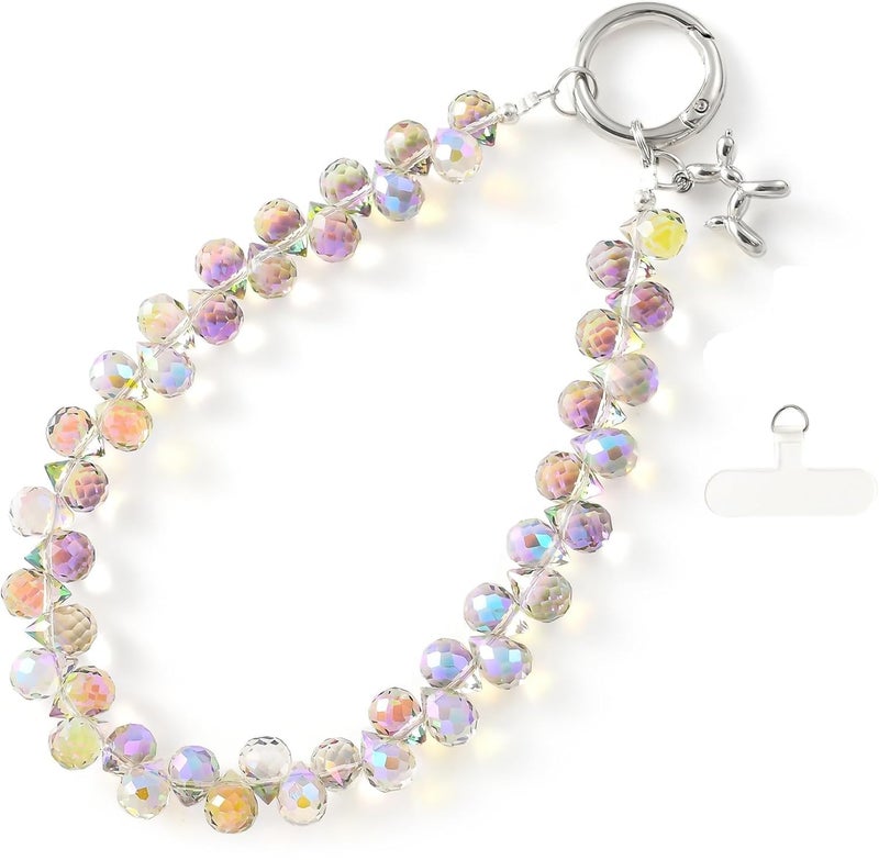 KHOLAD Crystal Phone Wrist Strap Phone Charm Chain Keychain Beaded Cellphone Lanyard with Tether Tab Hands-Free Wristlet Bracelet Wrist Grip Strap for Women - Image 1