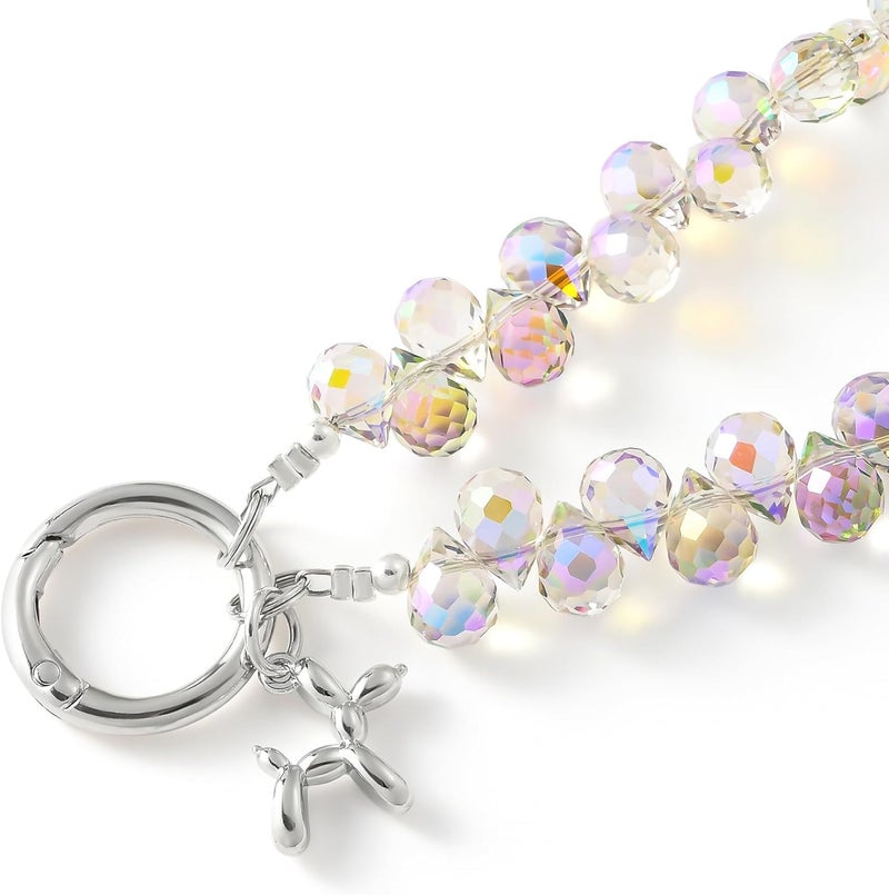 KHOLAD Crystal Phone Wrist Strap Phone Charm Chain Keychain Beaded Cellphone Lanyard with Tether Tab Hands-Free Wristlet Bracelet Wrist Grip Strap for Women - Image 3