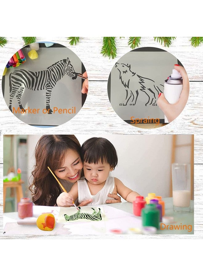 Grekywin 16 Pieces Stencil Template For Painting Reusable Wildlife Animal Stencil For Home Décor Design Your Pillow Wall Window Doors Porch Acrylic Or Wood Ornament (7.9 X 7.9 Inch) - Image 5