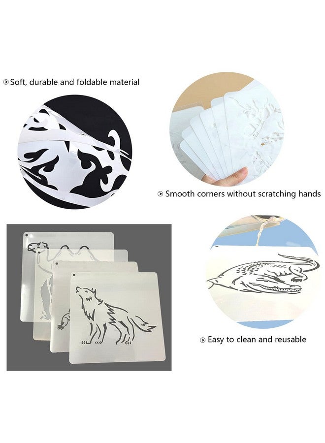 Grekywin 16 Pieces Stencil Template For Painting Reusable Wildlife Animal Stencil For Home Décor Design Your Pillow Wall Window Doors Porch Acrylic Or Wood Ornament (7.9 X 7.9 Inch) - Image 4