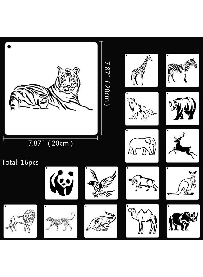 Grekywin 16 Pieces Stencil Template For Painting Reusable Wildlife Animal Stencil For Home Décor Design Your Pillow Wall Window Doors Porch Acrylic Or Wood Ornament (7.9 X 7.9 Inch) - Image 3