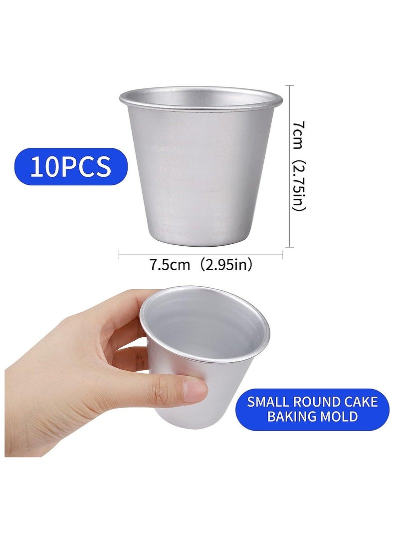 Pudding Mould, 10 Pack Aluminum Baking Cups Cake Mold Nonstick Egg Tart Moulds Panna Cotta Mould Individual Dariole Moulds Muffin Tins Mini Cupcake Mould Ideal for Kitchen DIY - Image 3