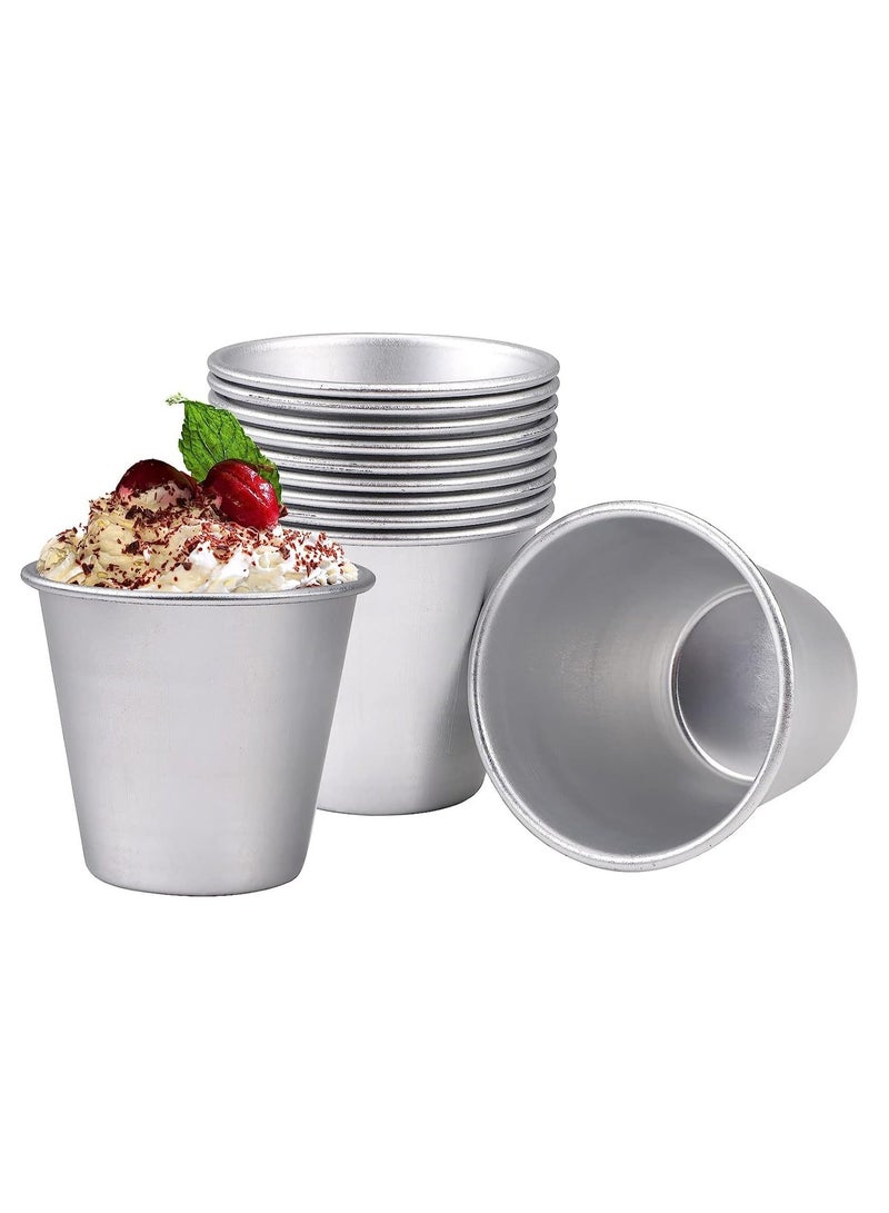 Pudding Mould, 10 Pack Aluminum Baking Cups Cake Mold Nonstick Egg Tart Moulds Panna Cotta Mould Individual Dariole Moulds Muffin Tins Mini Cupcake Mould Ideal for Kitchen DIY - Image 1
