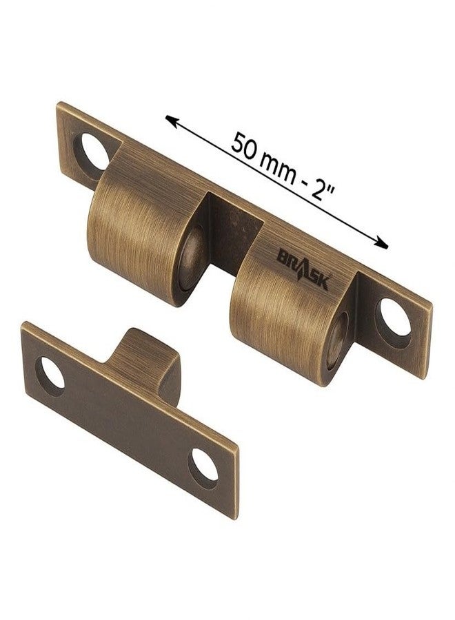 BRASK Brass Double Ball Catcher 50 mm | Ideal for Keeping Cabinets, Cupboards & Closets Closed | Brass Ball Catcher with Screws - for Home and Office cabinets (12, Antique Brass) - Image 4