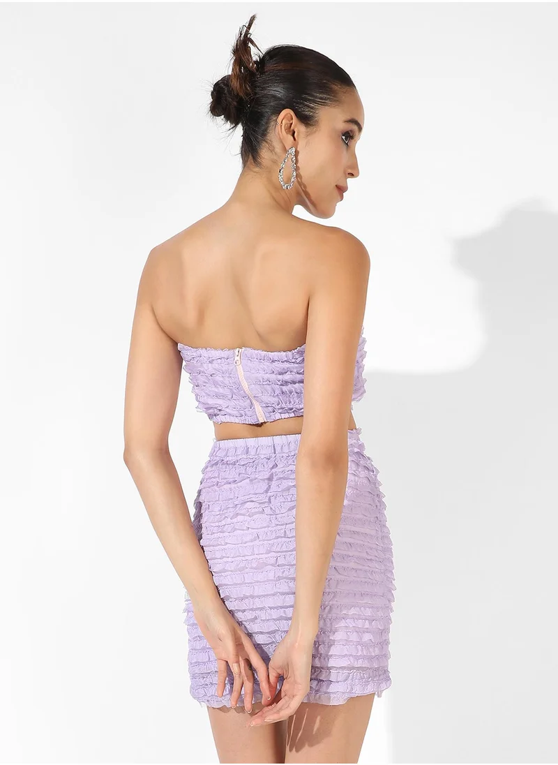 Campus Sutra Women's Lilac Ruffle Co-Ord Set