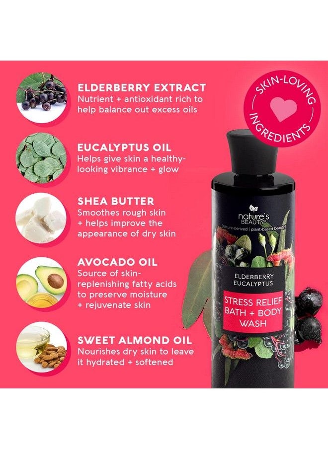 Nature's Beauty Elderberry Eucalyptus Stress Relief Body Wash For Women Multipack Gentle Bath + Body Cleanser Restore Skin Made W/Shea Butter Avocado Oil And Sweet Almond Oil 12 Fl Oz (2 Pack)  - Image 3